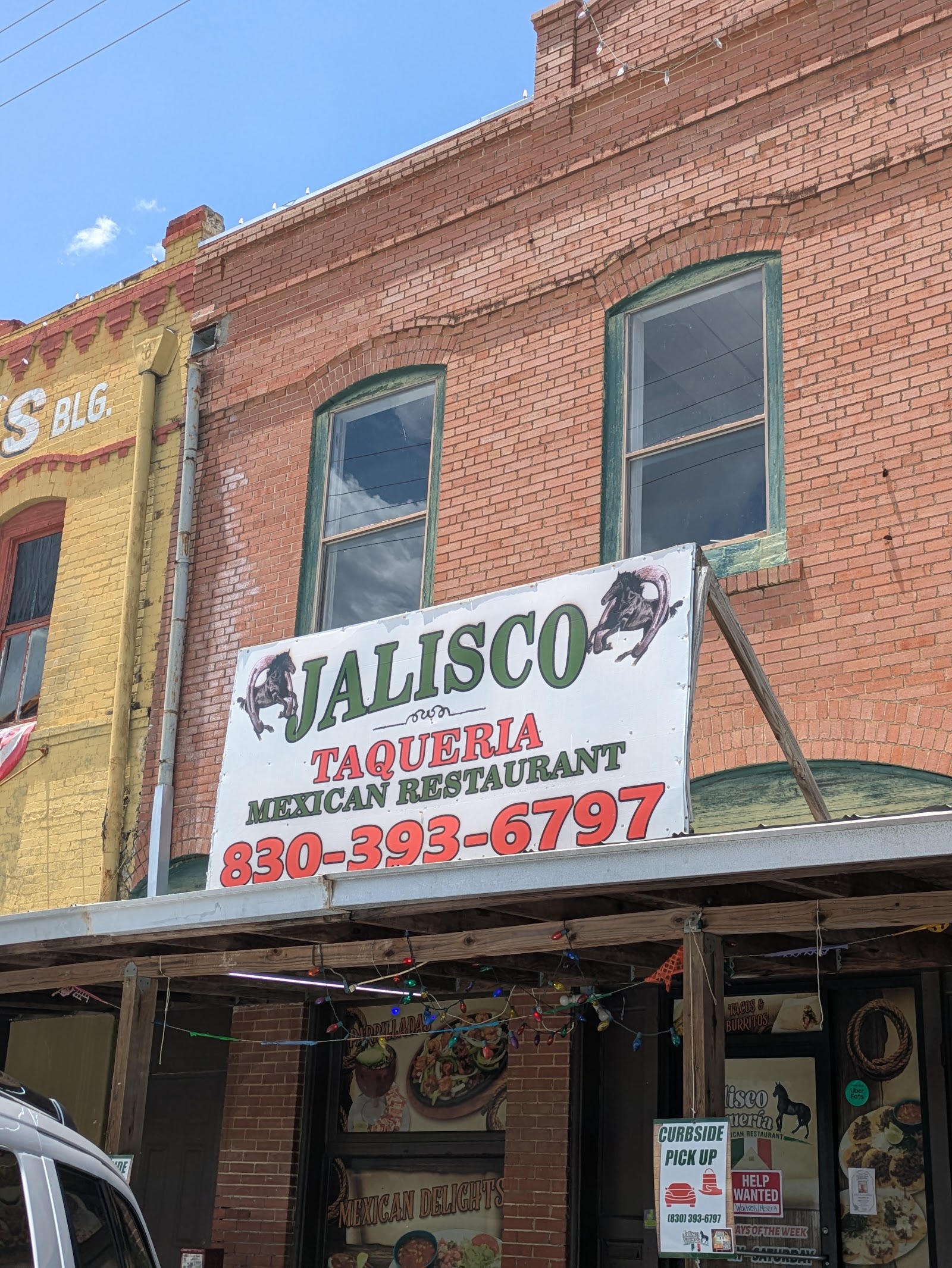 Jalisco Taqueria Mexican Restaurant sign detail
